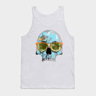 Turquoise skull with plaster bandage and broken sun glasses Tank Top